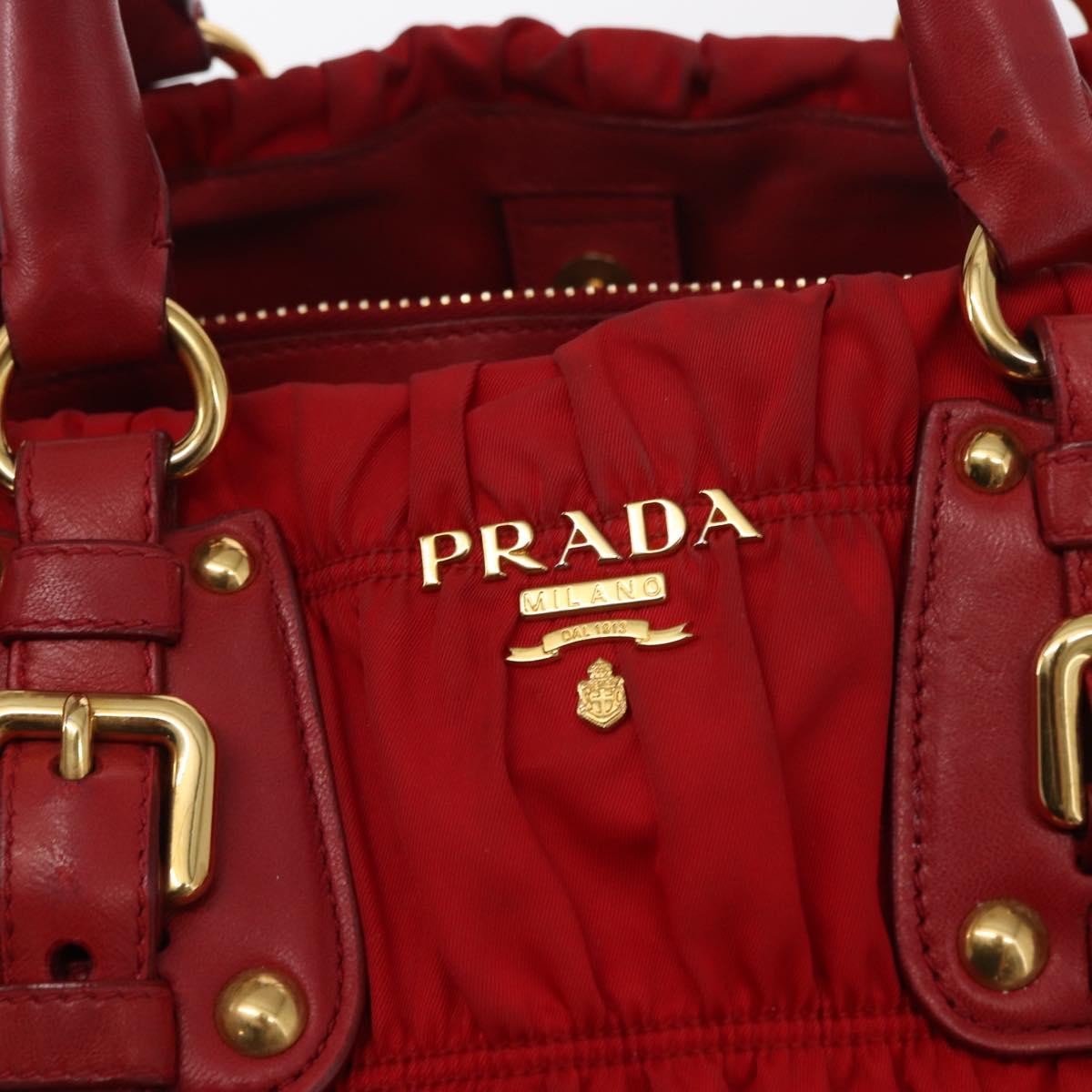 Prada Gaufre Convertible Tote Leather and Tessuto, RED, NYLON, Handbag