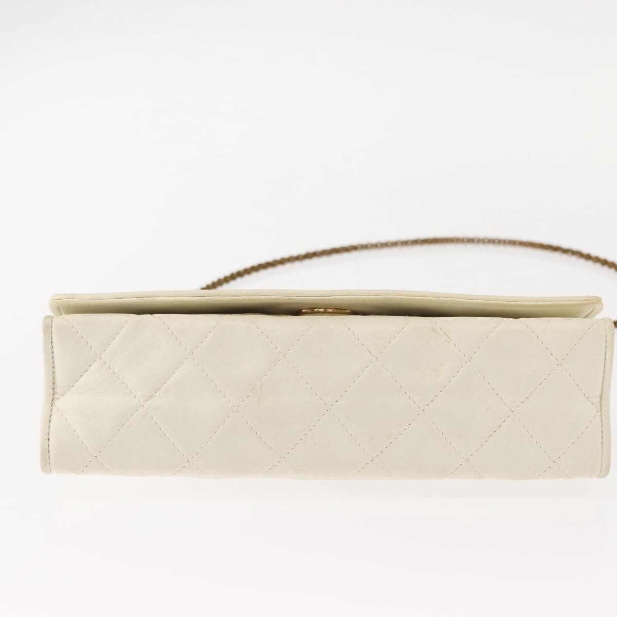 Chanel Full Flap Wallet on Chain Quilted Lambskin, WHITE, LEATHER, Clutche & pouche