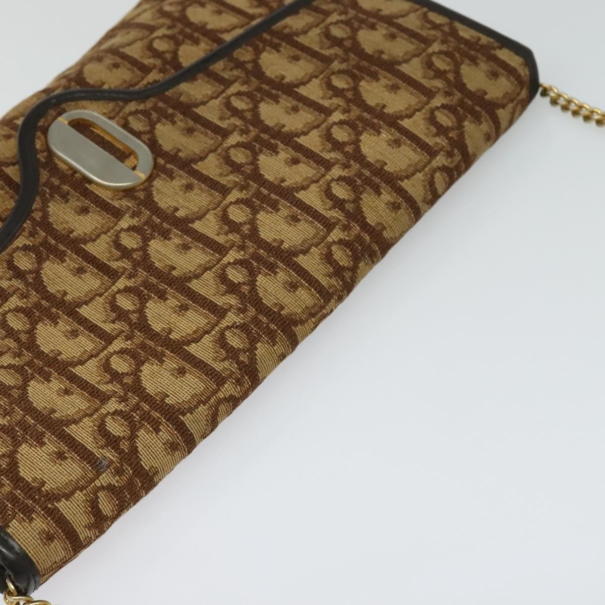 Christian Dior Vintage Trotter Flap Shoulder Bag Canvas, BROWN, CANVAS, Shoulder bag