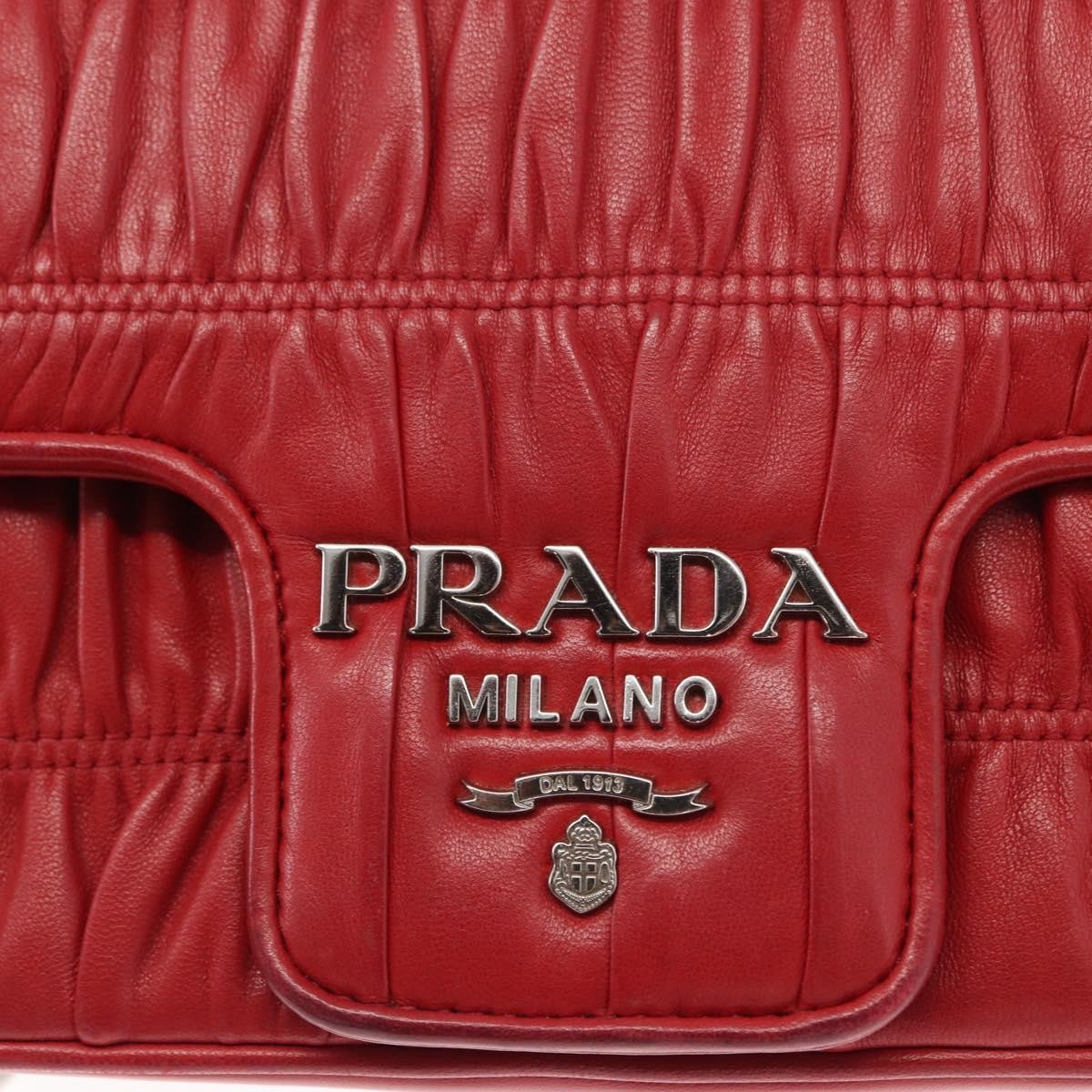 Prada Gaufre Chain Flap Shoulder Bag Nappa Leather, RED, LEATHER, Shoulder bag