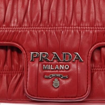 Prada Gaufre Chain Flap Shoulder Bag Nappa Leather, RED, LEATHER, Shoulder bag