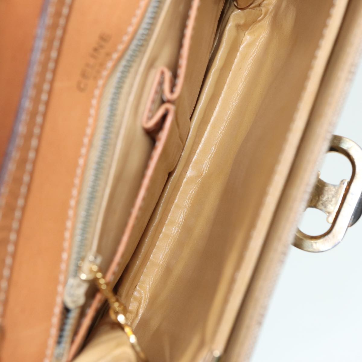 Celine Vintage Macadam Shoulder Bag Canvas, BEIGE, CANVAS, Shoulder bag