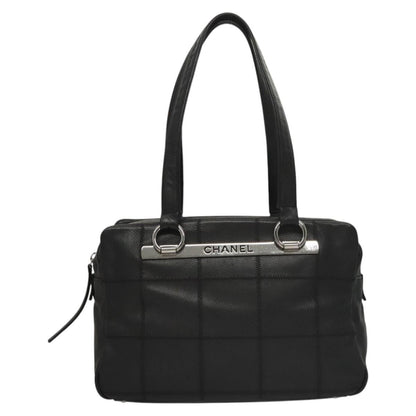 Chanel Chocolate Bar Shoulder Bag Calfskin, BLACK, LEATHER, Shoulder bag