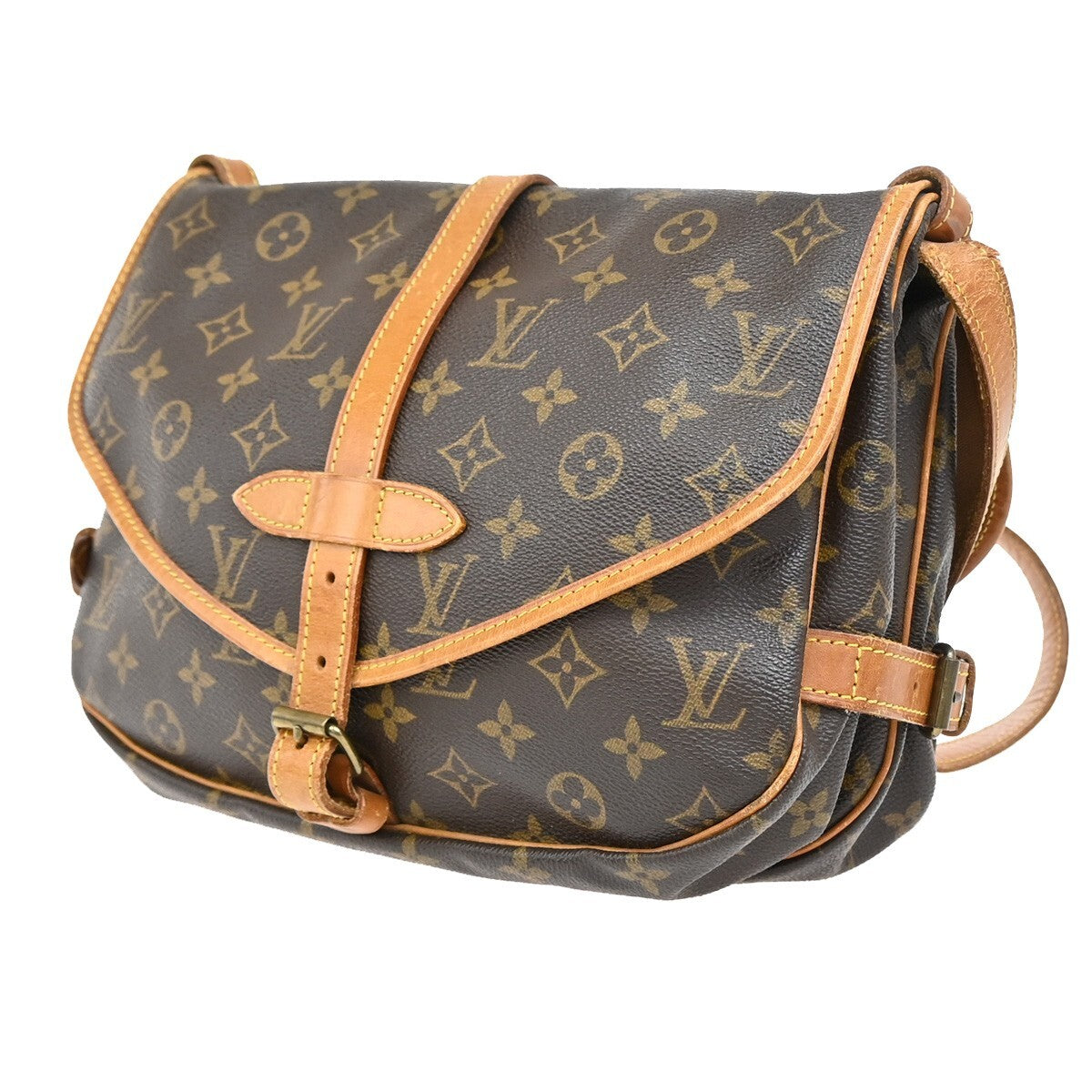 Louis Vuitton Saumur Handbag Monogram Canvas, BROWN, CANVAS, Shoulder bag