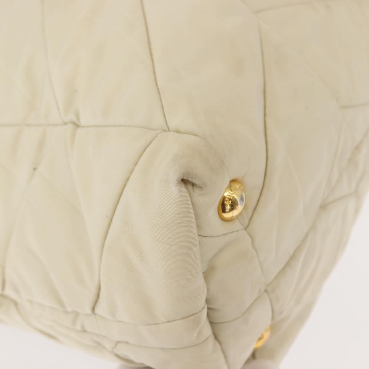 Prada Chain Front Zip Tote Quilted Tessuto, BEIGE, NYLON, Tote bag