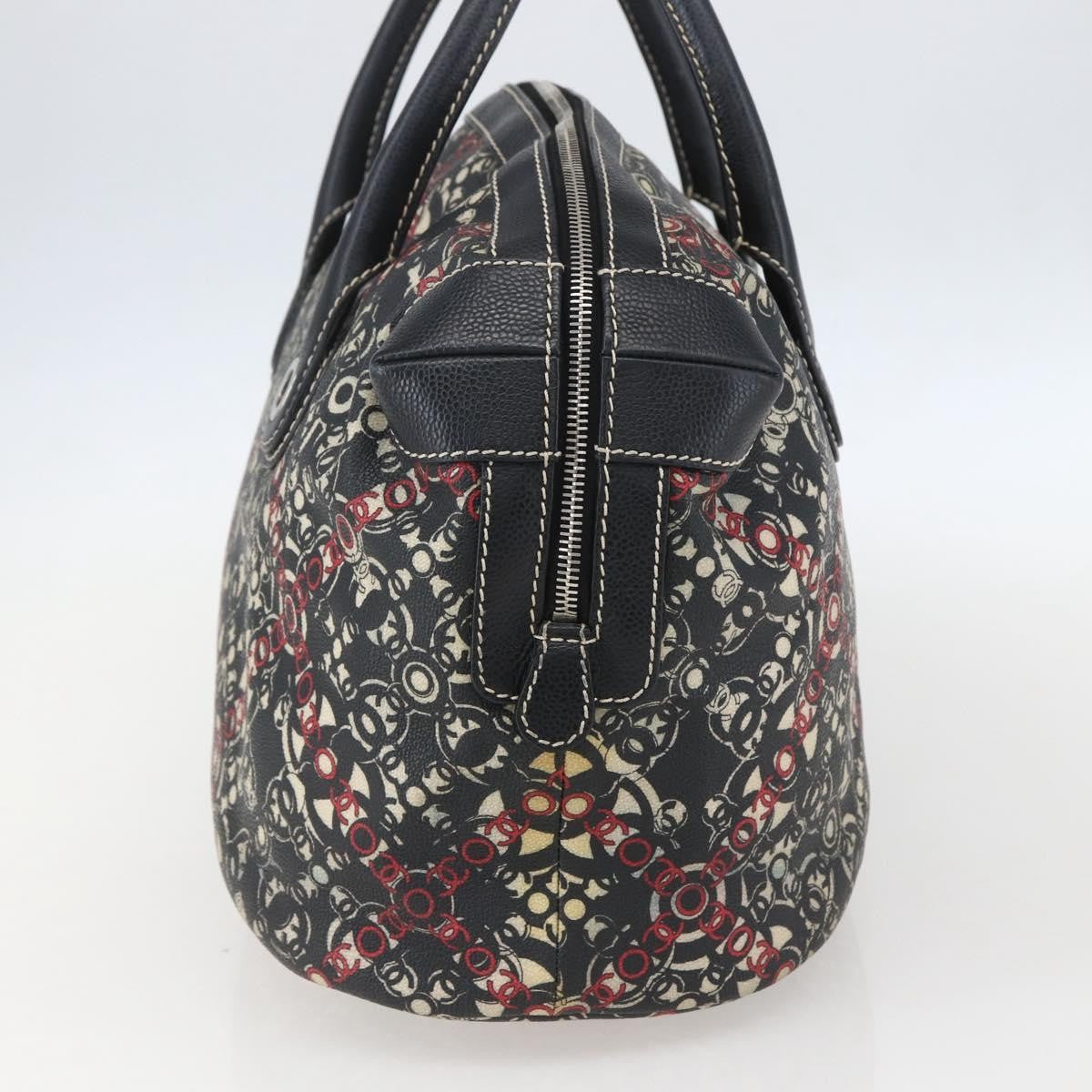 Chanel Optic Coco Bowler Bag Printed Coated Canvas with Caviar, BLACK, PVC, Travel bag