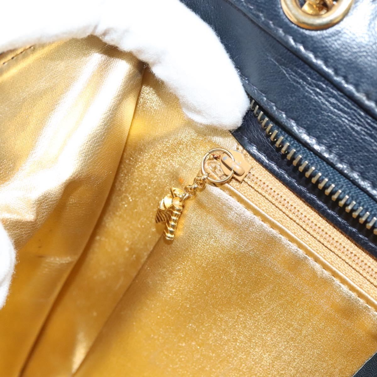 Salvatore Ferragamo Chain Shoulder Bag Leather, NAVY, LEATHER, Shoulder bag