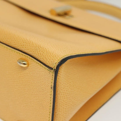 Celine Vintage Convertible Turnlock Top Handle Bag Leather, YELLOW, LEATHER, Handbag