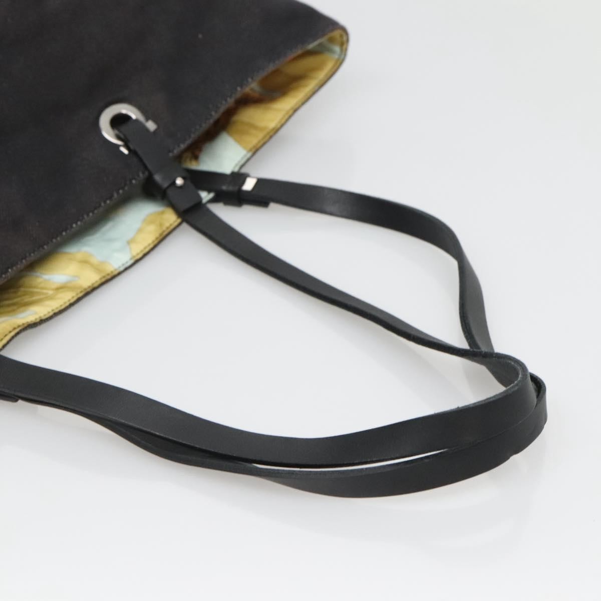 Salvatore Ferragamo Gancini Tote Canvas, BLACK, CANVAS, Tote bag