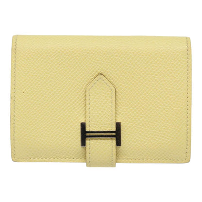 Hermes Bearn Card Case Epsom, YELLOW, LEATHER, Card Holders