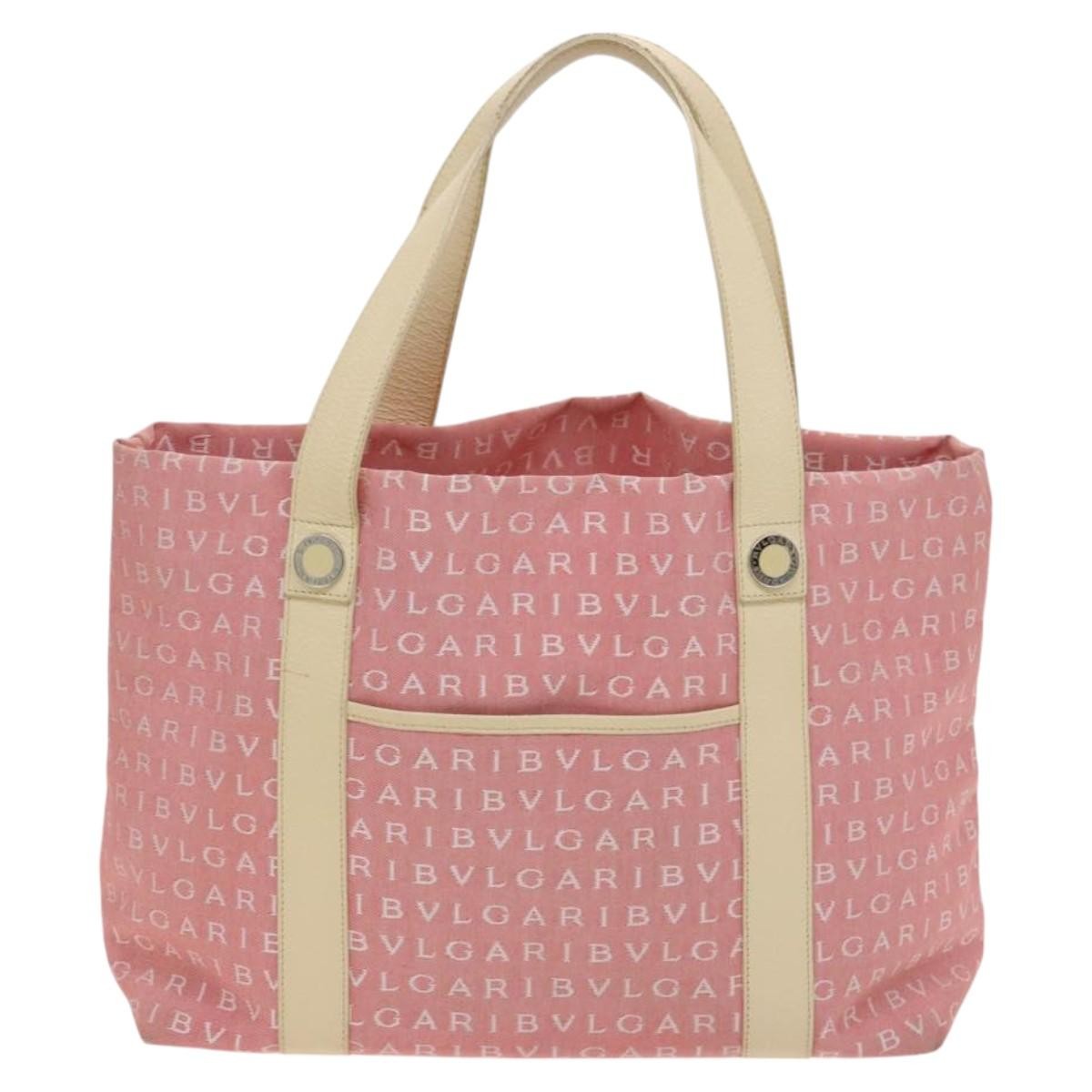 Bvlgari B.Zero1 Logomania Bag Canvas with Leather, PINK, CANVAS, Tote bag