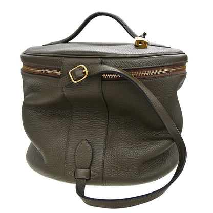 Hermes Intercity Victoria Travel Case Leather, KHAKI, LEATHER, Clutche & pouche