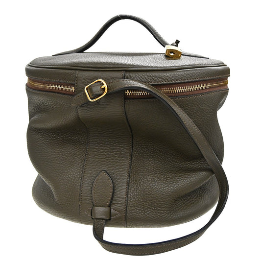 Hermes Intercity Victoria Travel Case Leather, KHAKI, LEATHER, Clutche & pouche