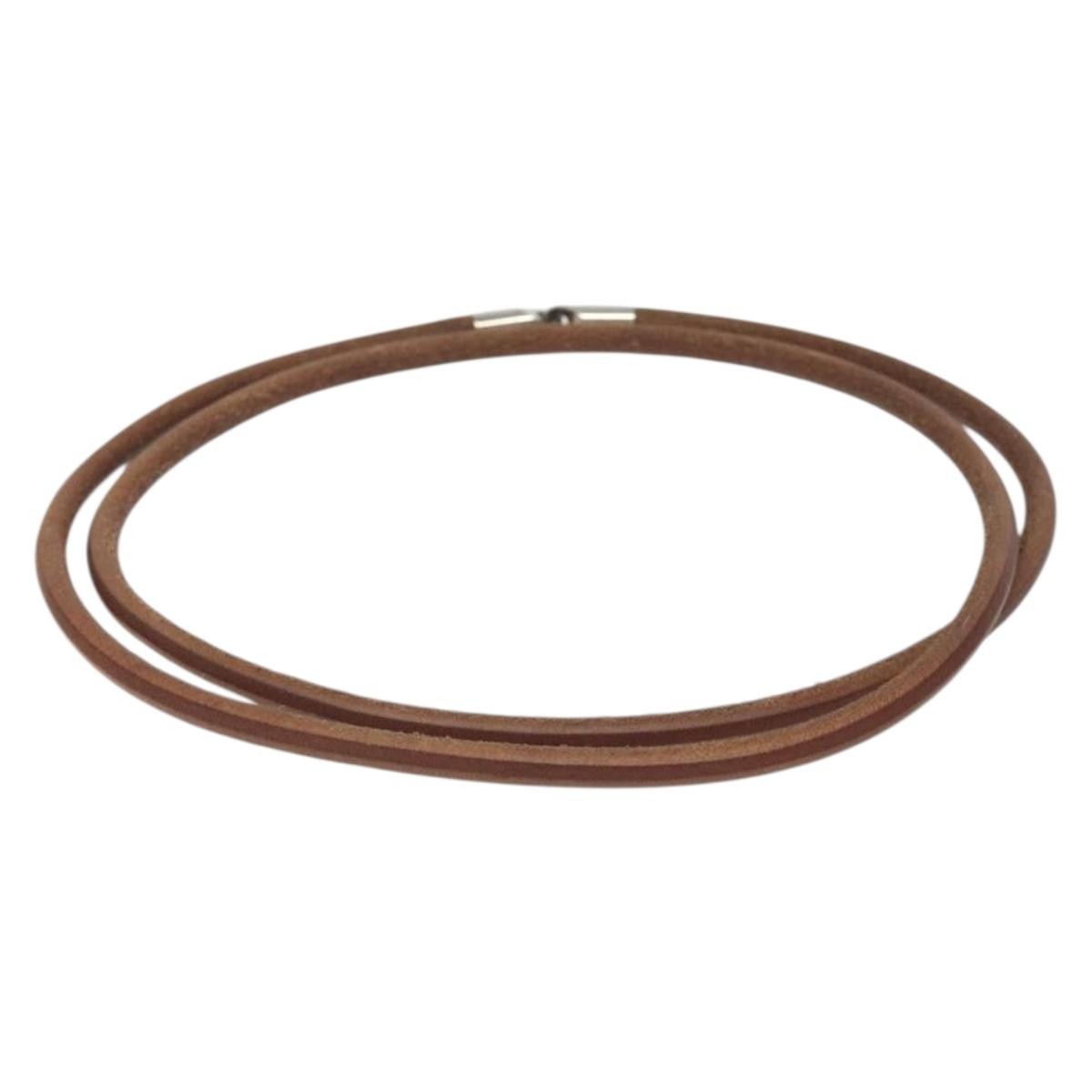 Hermes Laniere Bracelet Leather, BROWN, LEATHER, Bracelet