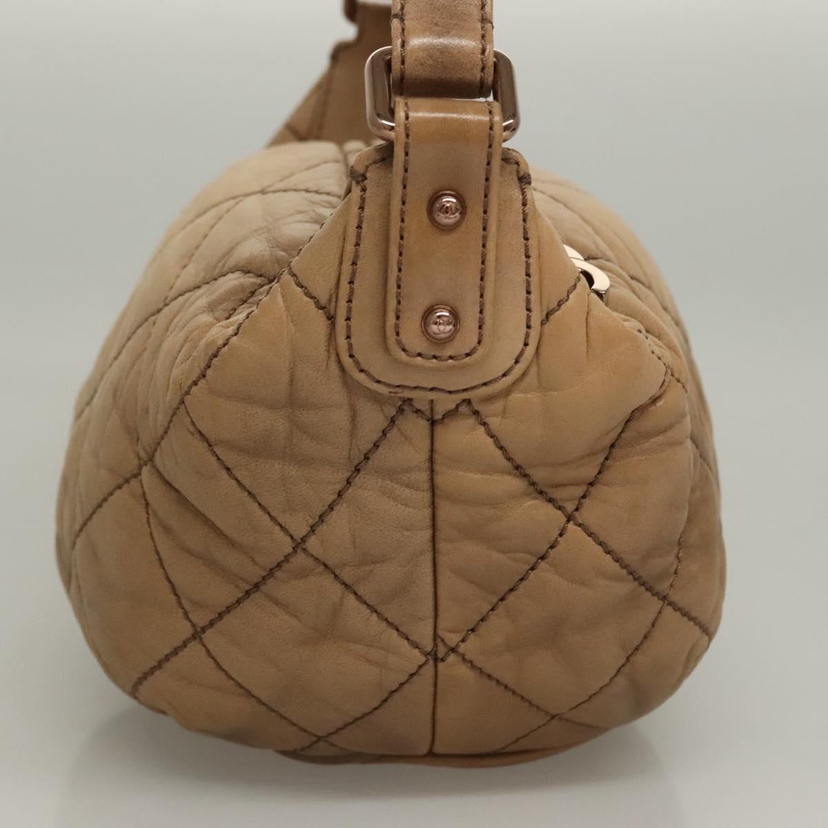 Chanel Vintage Wild Stitch Zip Shoulder Bag Quilted Lambskin, BROWN, LEATHER, Shoulder bag