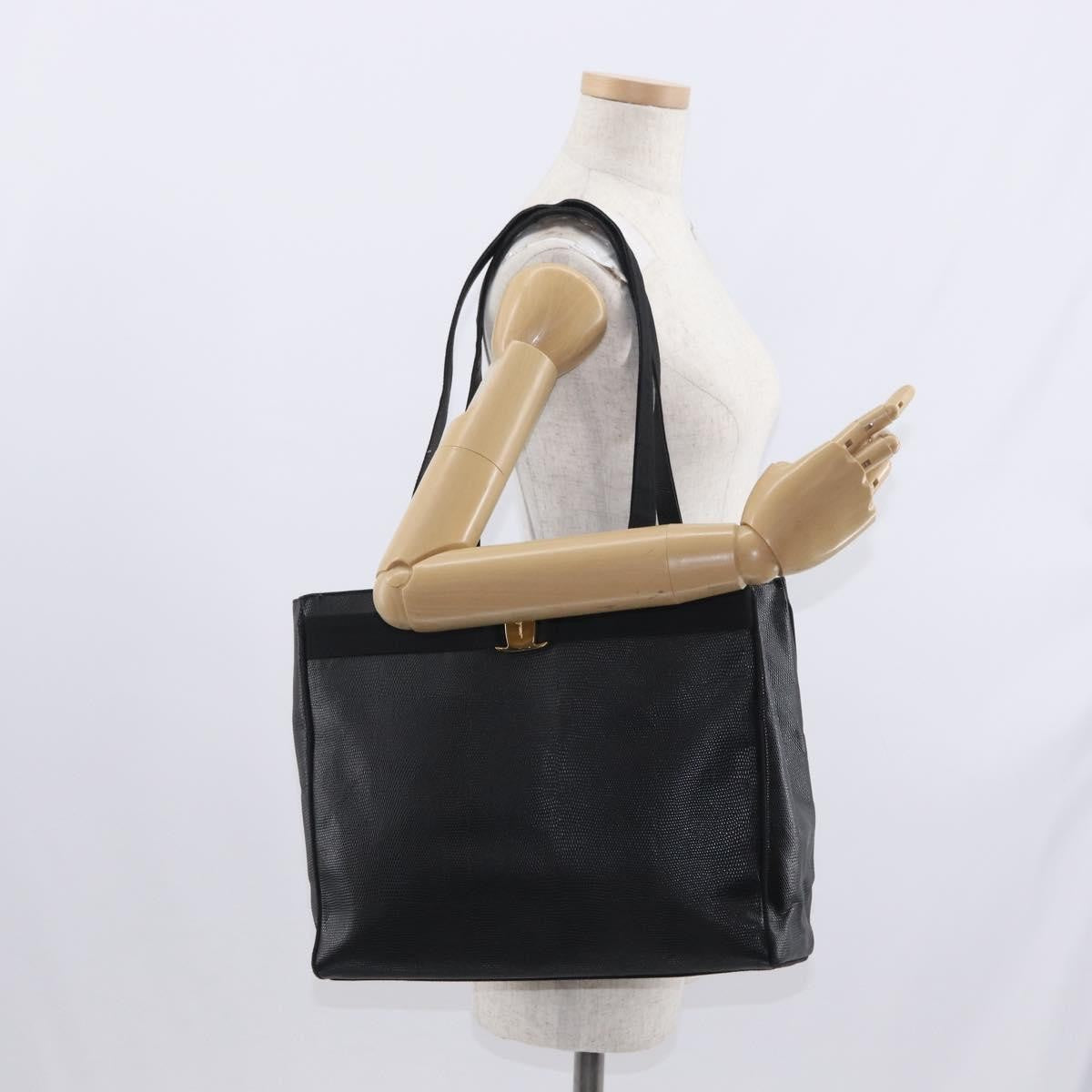 Salvatore Ferragamo Vala tote Leather, BLACK, LEATHER, Tote bag