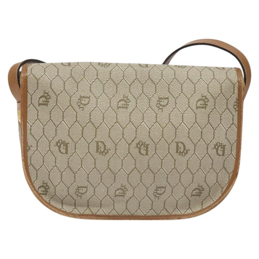 Christian Dior Vintage Honeycomb Flap Crossbody Bag Coated Canvas, BEIGE, CANVAS, Crossbody bag