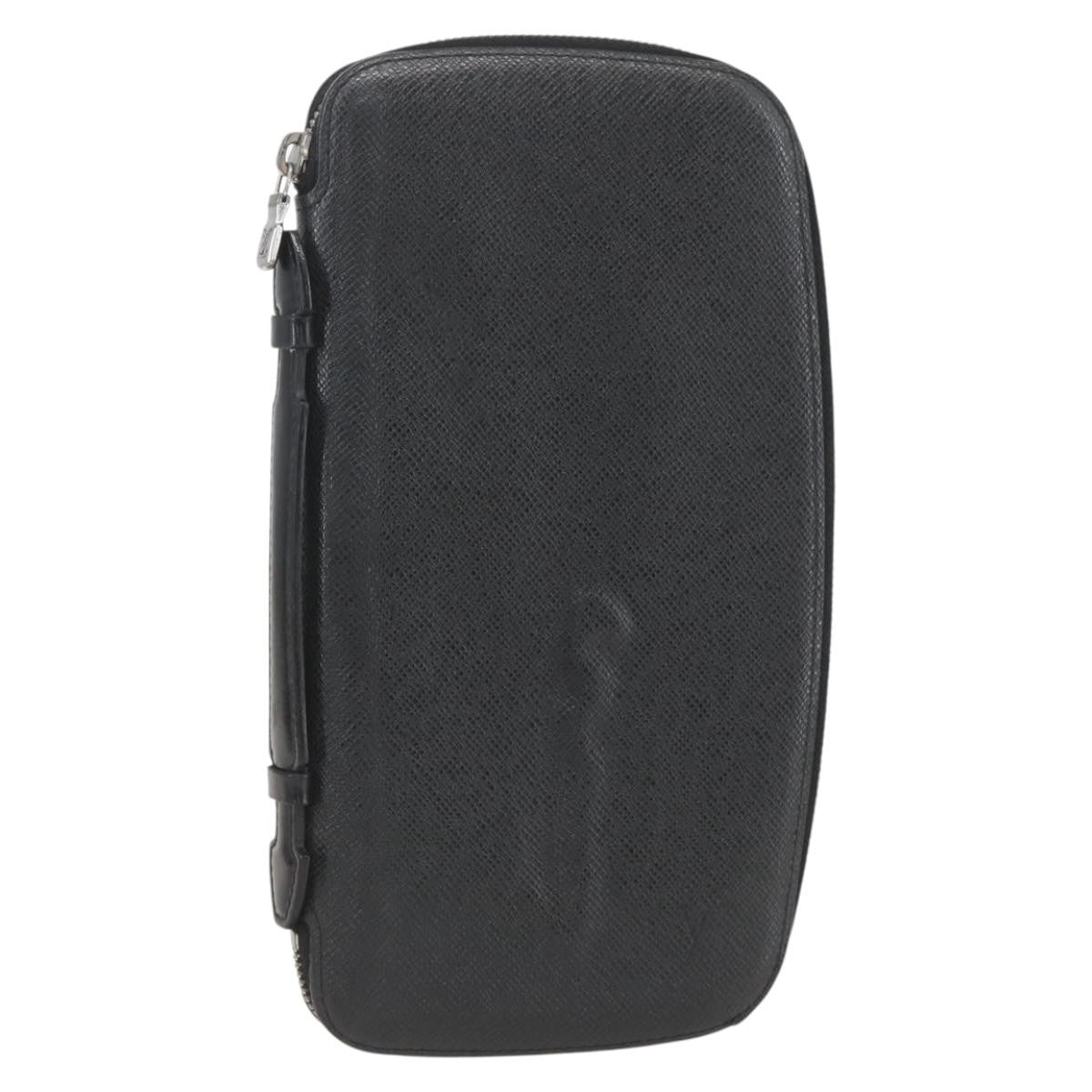 Louis Vuitton Atoll Organizer Wallet Taiga Leather, BLACK, LEATHER, Clutche & pouche