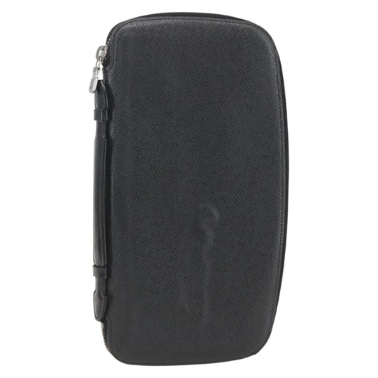 Louis Vuitton Atoll Organizer Wallet Taiga Leather, BLACK, LEATHER, Clutche & pouche