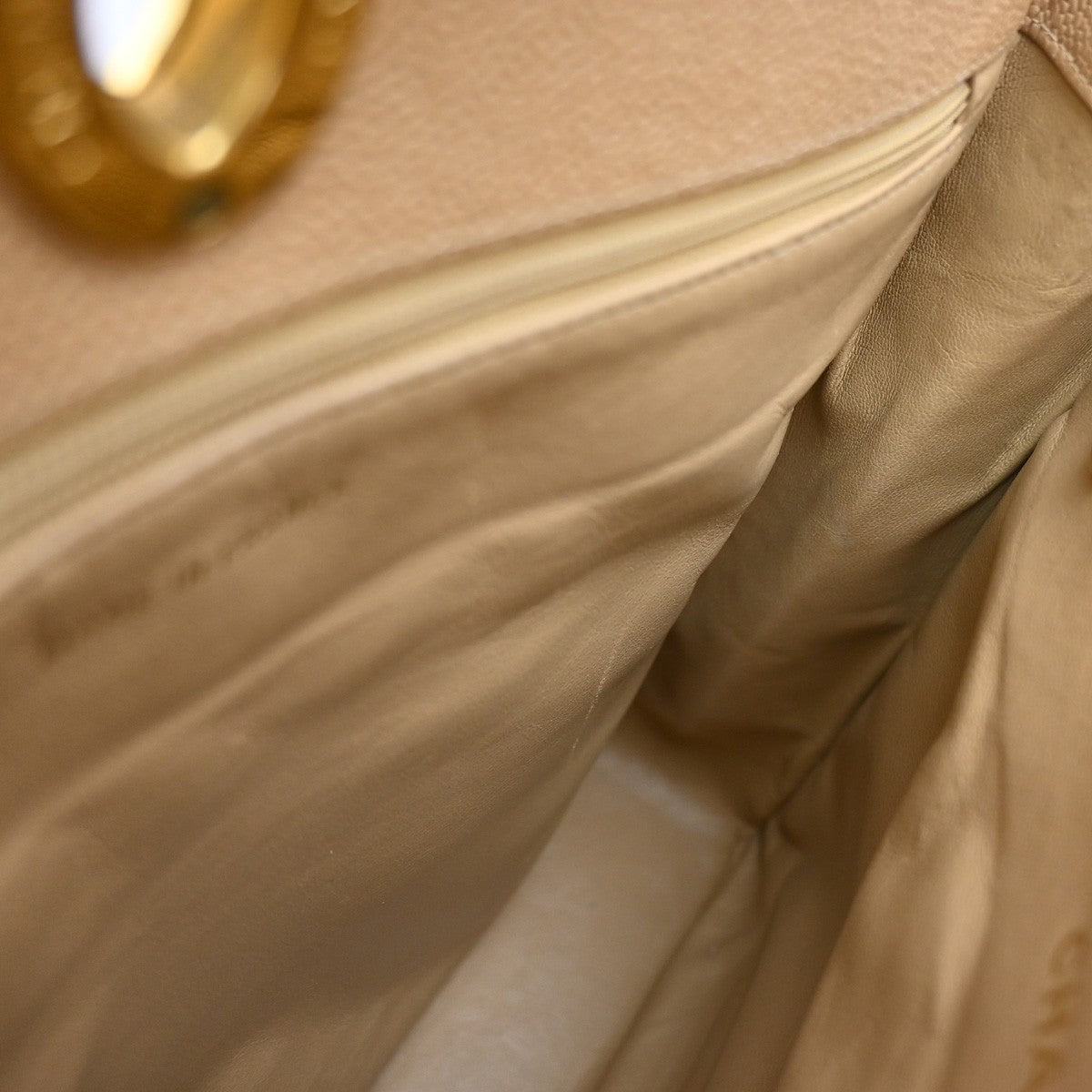 Chanel Vintage CC Lock Pocket Tote Quilted Caviar, BEIGE, LEATHER, Handbag