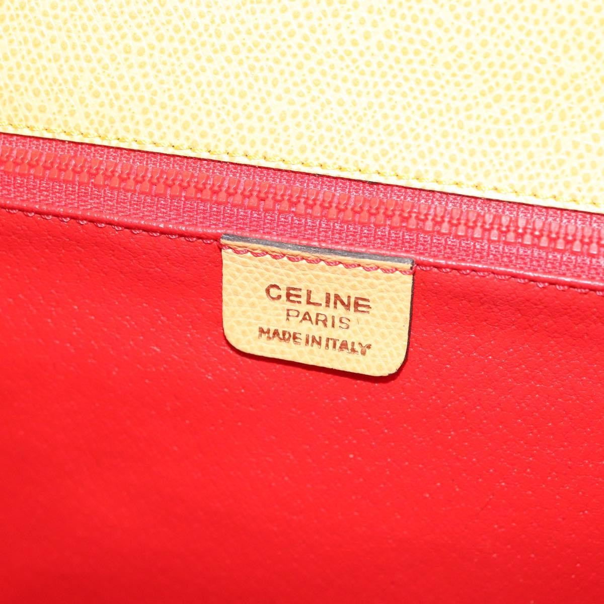 Celine Vintage Convertible Turnlock Top Handle Bag Leather, YELLOW, LEATHER, Handbag