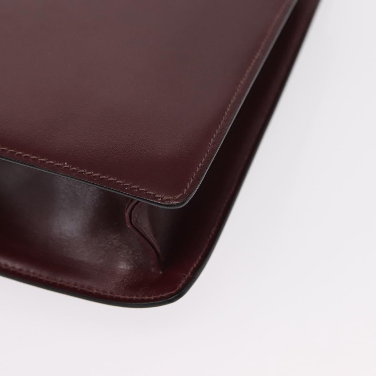 Celine Vintage Flap Shoulder Bag Leather, BURGUNDY, LEATHER, Shoulder bag