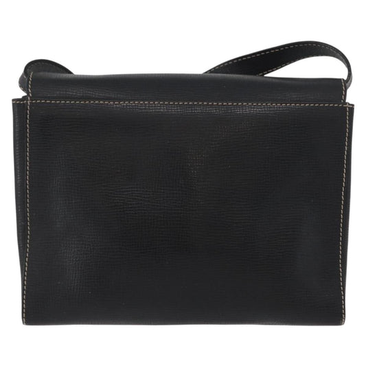 Celine Circle Logo Shoulder Bag Leather, BLACK, LEATHER, Shoulder bag
