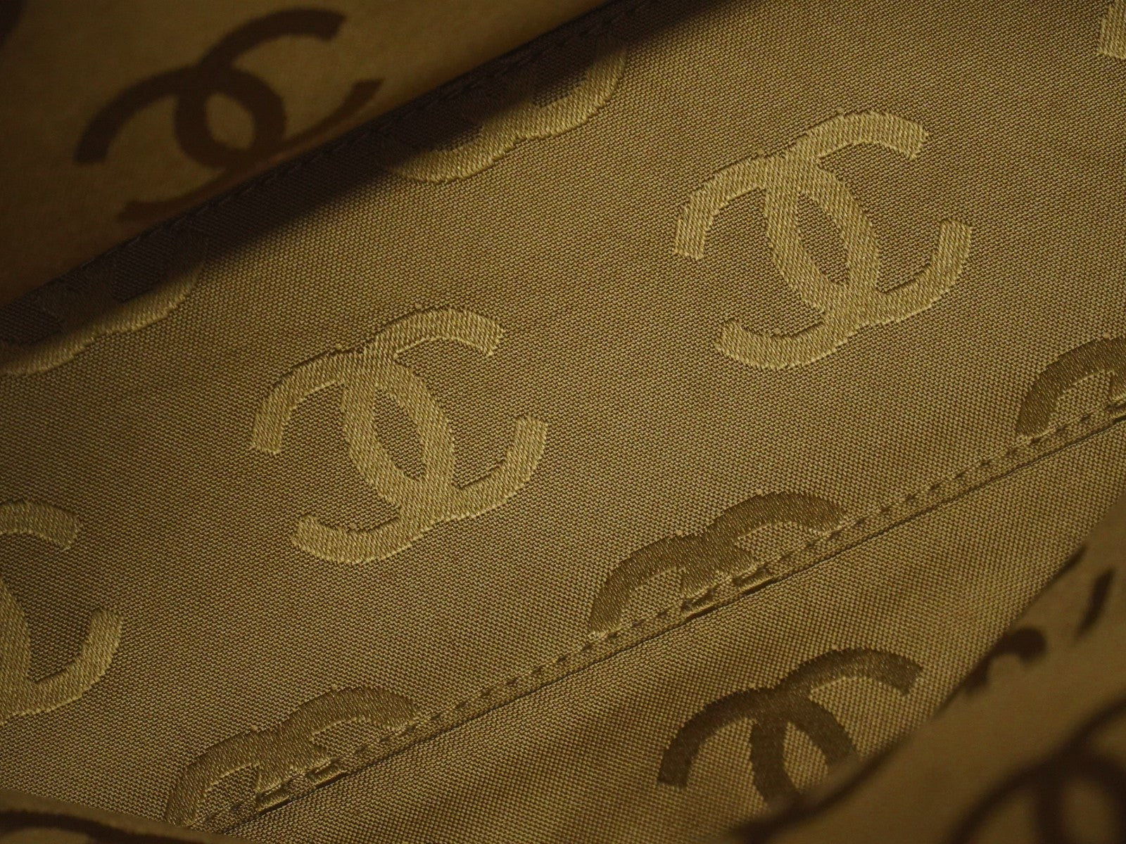 Chanel Vintage CC Tote Leather, BROWN, LEATHER, Tote bag