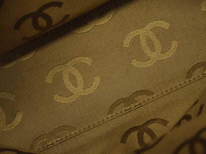 Chanel Vintage CC Tote Leather, BROWN, LEATHER, Tote bag