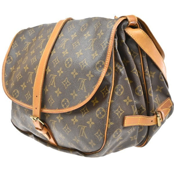 Louis Vuitton Saumur Handbag Monogram Canvas, Brown, Canvas, Shoulder Bag