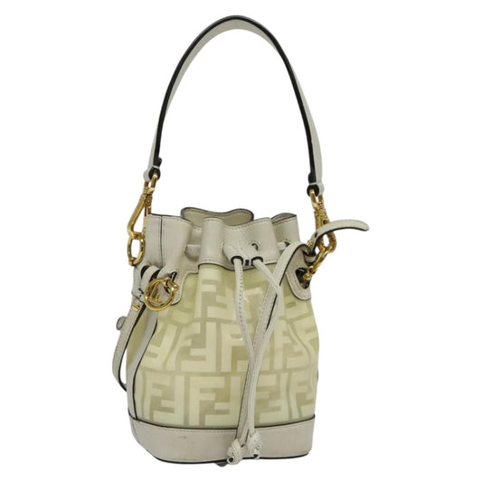 Fendi FF Logo Mon Tresor Bucket Bag Canvas, WHITE, CANVAS, Shoulder bag