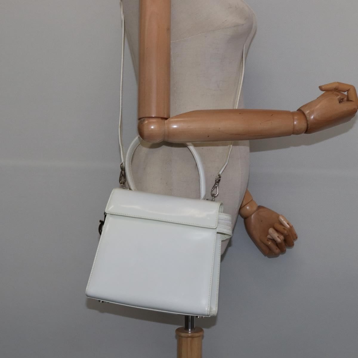 Salvatore Ferragamo Gancini handbag Patent leather, WHITE, PATENT_LEATHER, Handbag