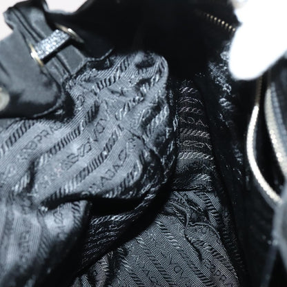 Prada Double Pocket Shoulder Bag Tessuto, BLACK, NYLON, Shoulder bag