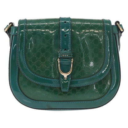 Gucci Vintage Flap Shoulder Bag Patent Leather, TURQUOISE, PATENT_LEATHER, Shoulder bag