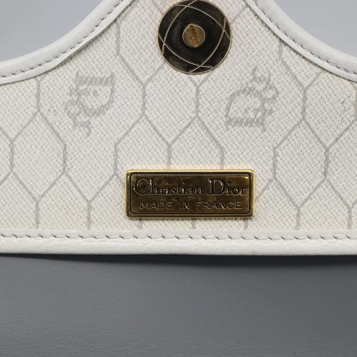 Christian Dior Vintage Honeycomb Flap Crossbody Bag Coated Canvas, WHITE, CANVAS, Shoulder bag