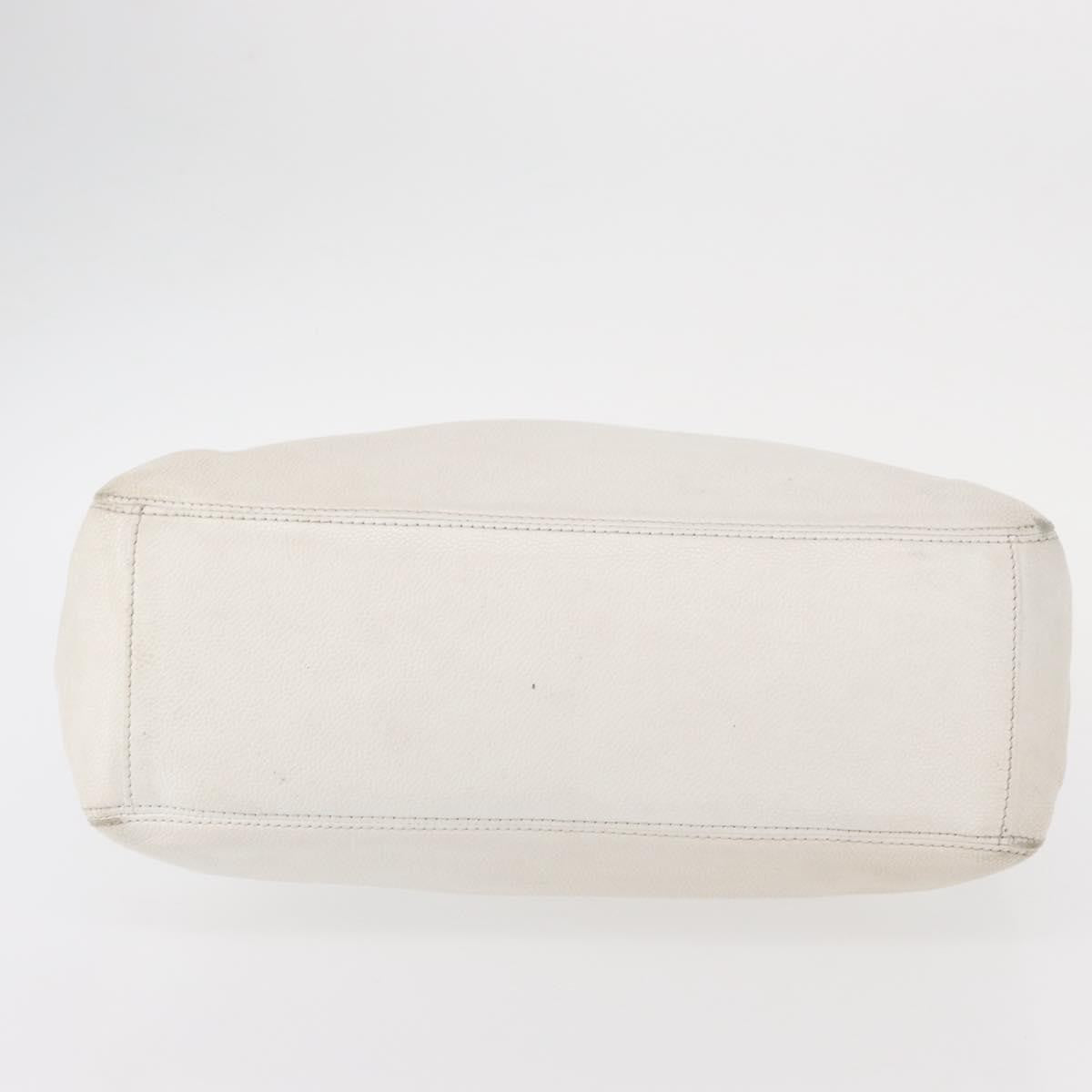 Chanel Vintage Wooden Ring Tote Caviar, WHITE, LEATHER, Tote bag