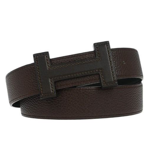 Hermes Constance Reversible Belt Leather, BROWN, LEATHER, Belts