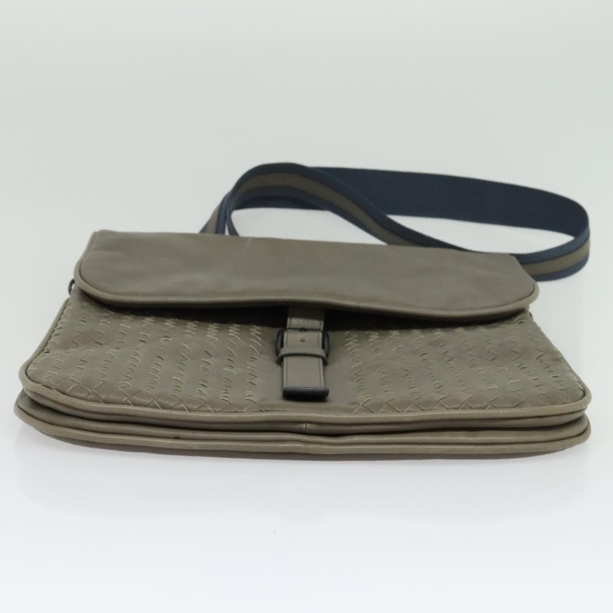 Bottega Veneta Vintage Flap Shoulder Bag Intrecciato leather, GRAY, LEATHER, Shoulder bag