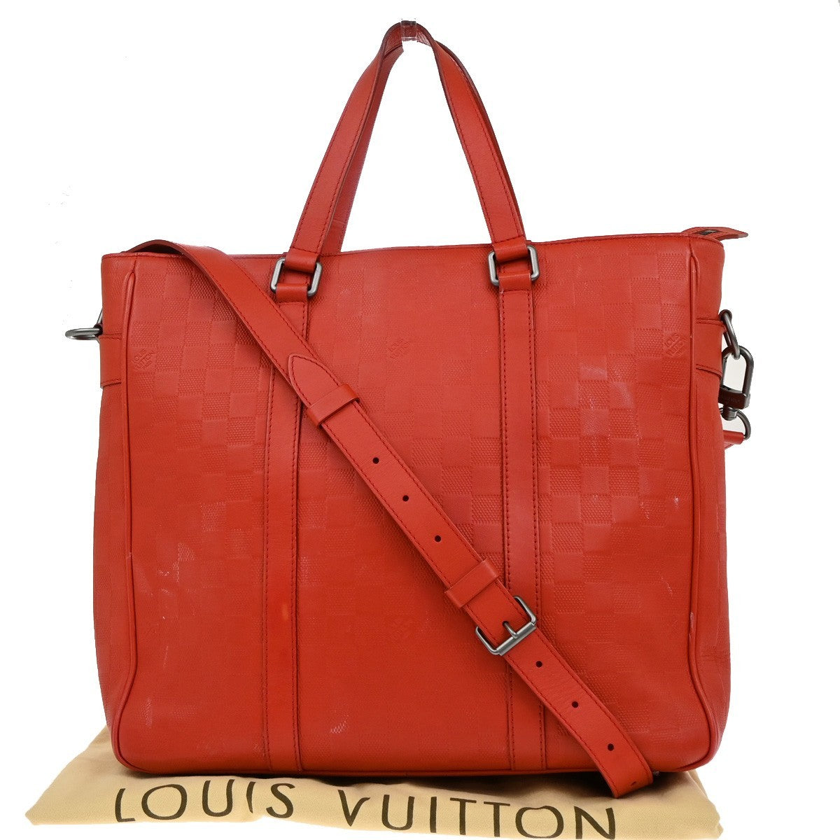 Louis Vuitton Tadao Handbag Damier Infini Leather, Red, Leather, Handbag
