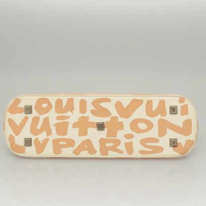 Louis Vuitton Alma Handbag Limited Edition Graffiti Leather, WHITE, CANVAS, Handbag