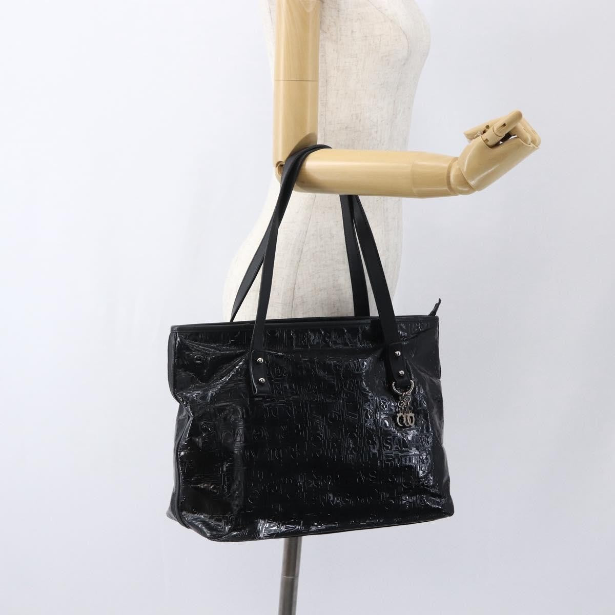 Salvatore Ferragamo Gancini Tote Patent leather, BLACK, PATENT_LEATHER, Tote bag