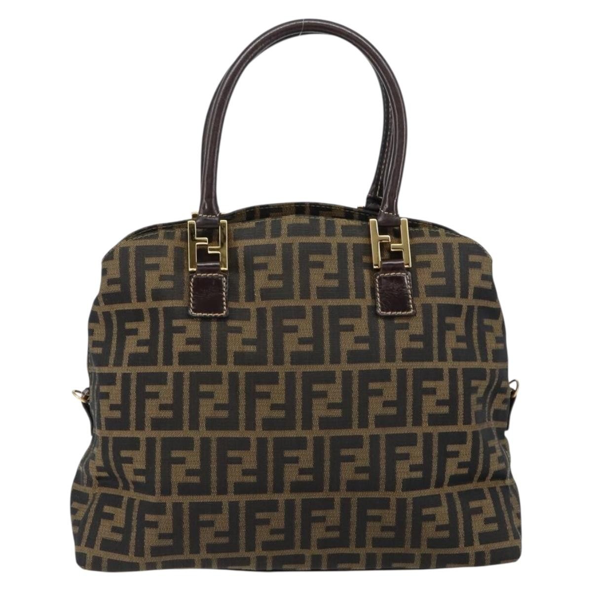 Fendi Vintage Convertible Satchel Zucca Canvas, BROWN, CANVAS, Handbag