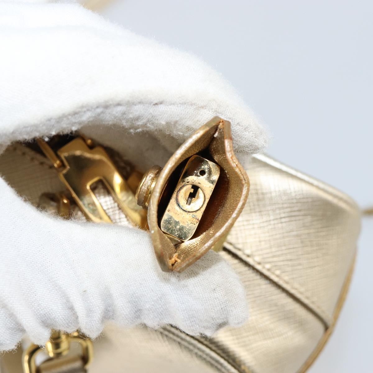 Prada Camera Shoulder Bag Saffiano Leather, GOLD, LEATHER, Shoulder bag