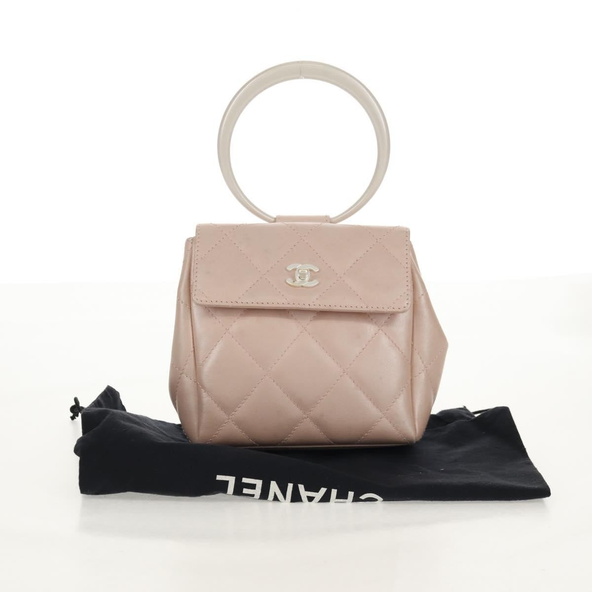 Chanel Ring Flap Bag Quilted Leather, PINK, LEATHER, Clutche & pouche