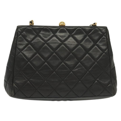 Chanel Vintage Chain Frame Bag Quilted Lambskin, BLACK, LEATHER, Shoulder bag