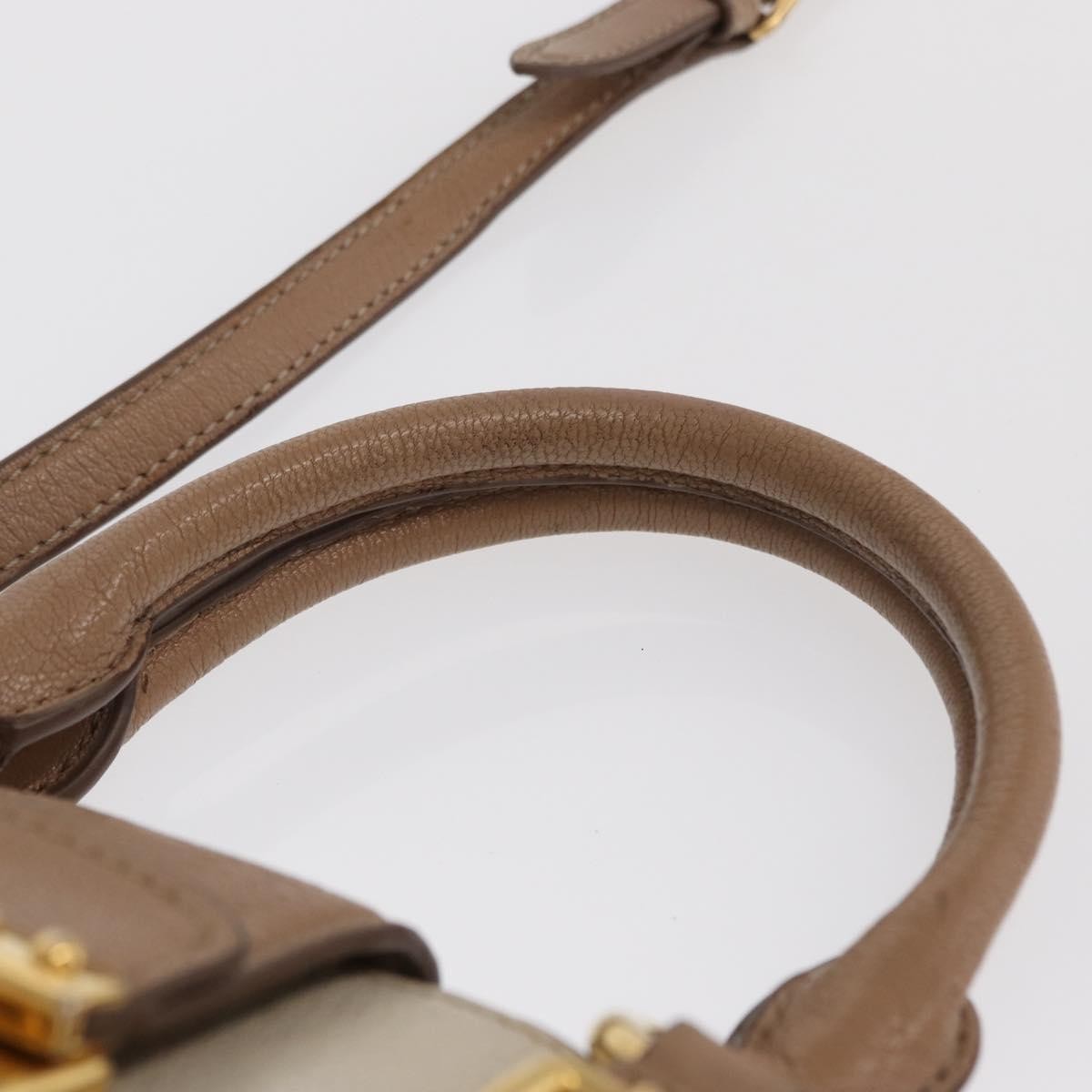 Miu Miu Madras Convertible Lock Tote Leather, BEIGE, LEATHER, Handbag