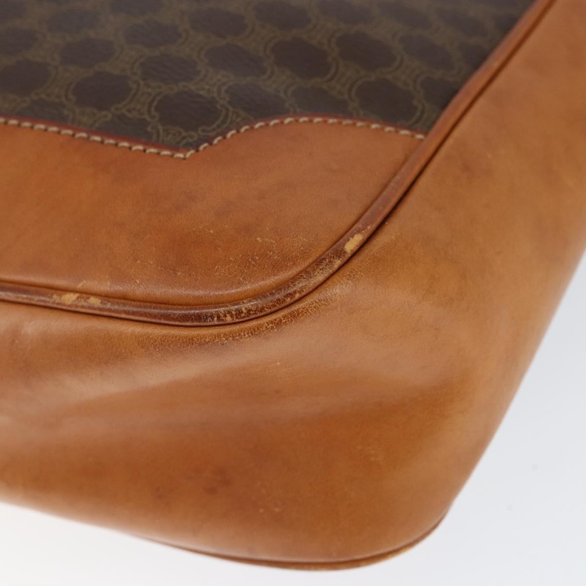 Celine Vintage Macadam Shoulder Bag Canvas and Leather, BROWN, CANVAS, Shoulder bag