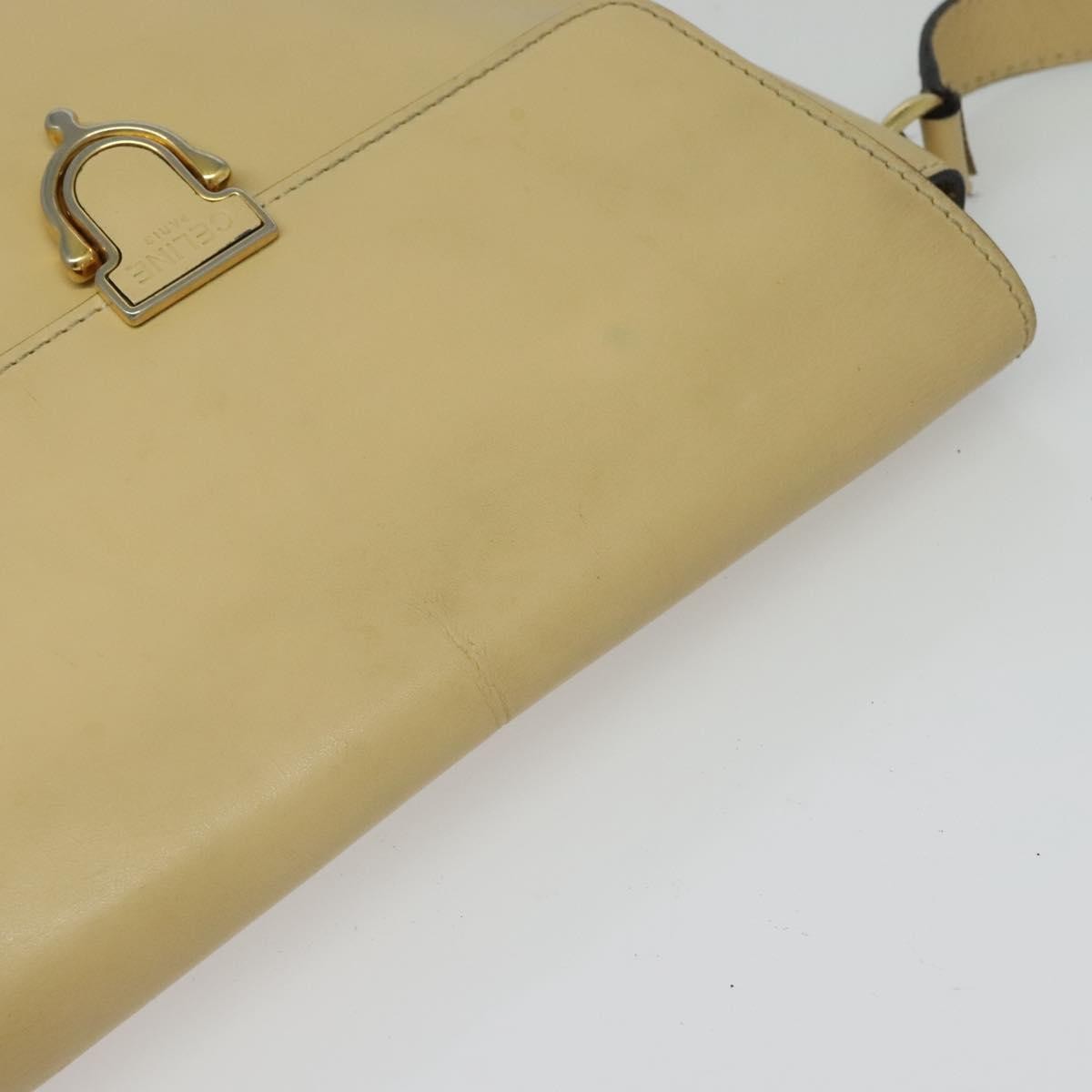 Celine Shoulder Bag Leather, BEIGE, LEATHER, Shoulder bag
