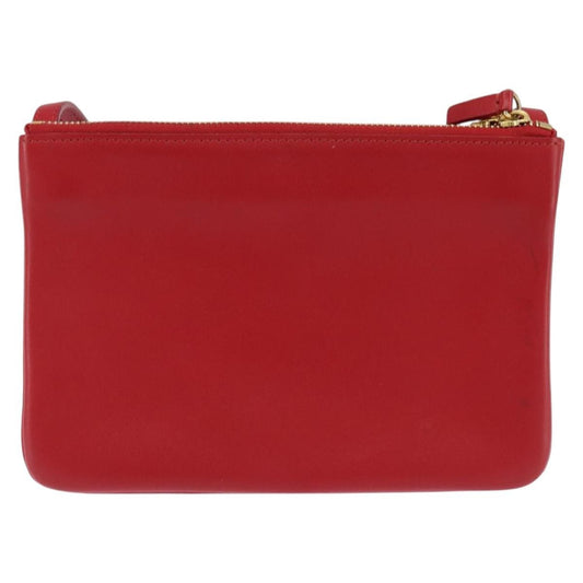 Celine Trio Crossbody Bag Leather, RED, LEATHER, Shoulder bag