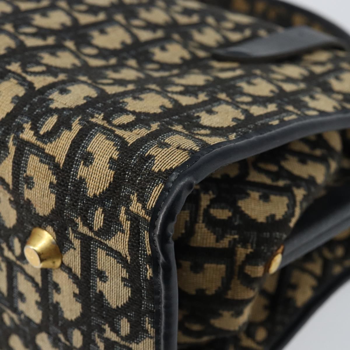 Christian Dior Vintage Trotter Handbag Canvas, NAVY, CANVAS, Handbag